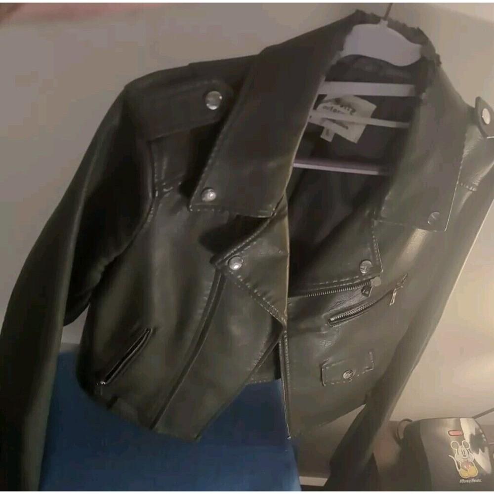 Softy Outerwear Collection Ladies Green Faux Leather Jacket Size L READ DSCRPTN
